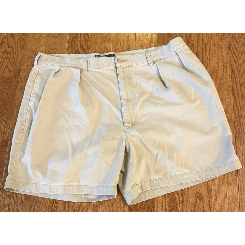 Vtg Polo Ralph Lauren Andrew Short Khaki Double Pleated Cotton Men's Size 40